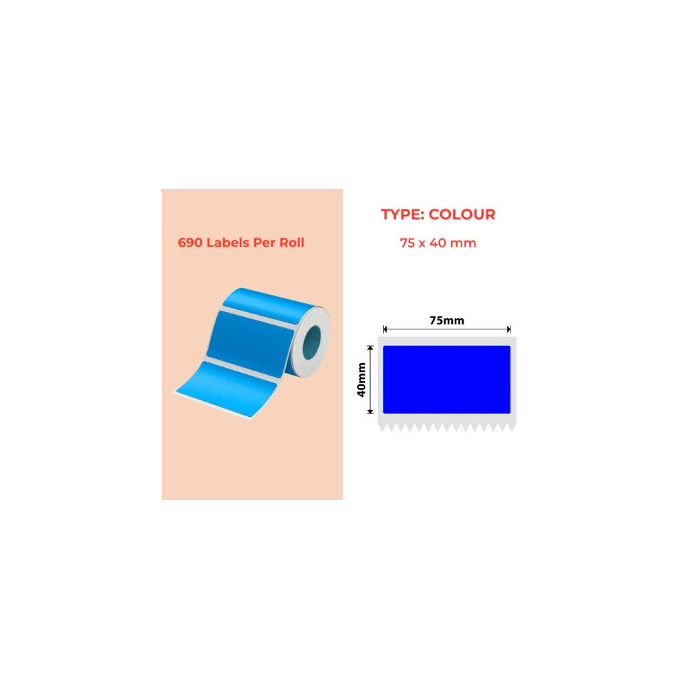 75*40 blue Polypropylene (water proof, tear proof and oil proof) thermal labels 690/roll